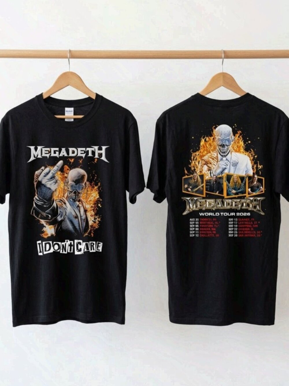 Megadeth World Tour 2026 I Don't Care Black T-Shirt Reprint